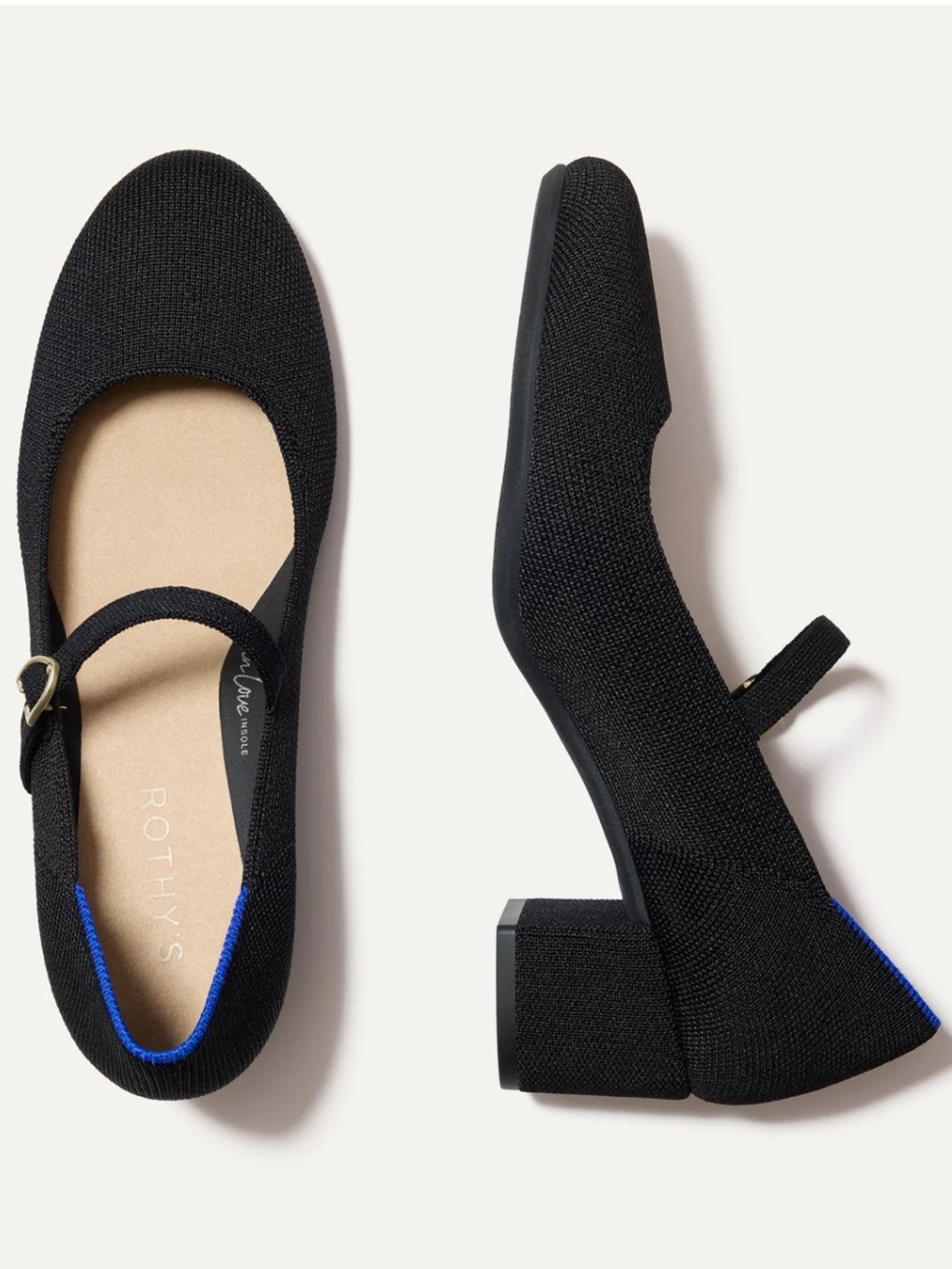 NWOT ROTHY’S The Mary Jane Block Heel Pump Round Toe Black Knit US 8.5 - Picture 12 of 12